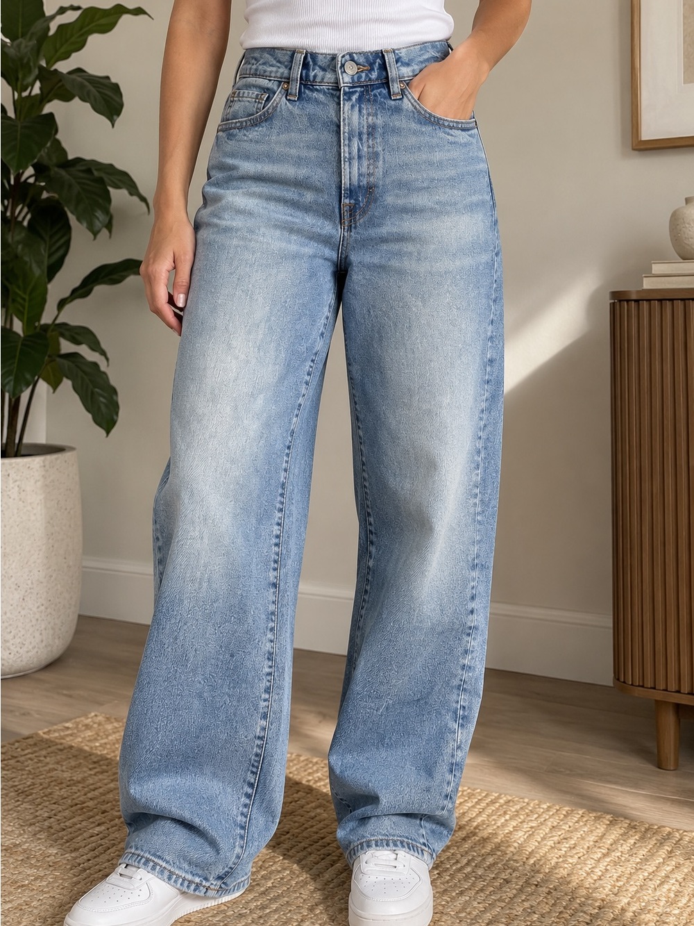 New Buffalo David Bitton High Rise Baggy Jeans Vintage Blue Size 28 NWT